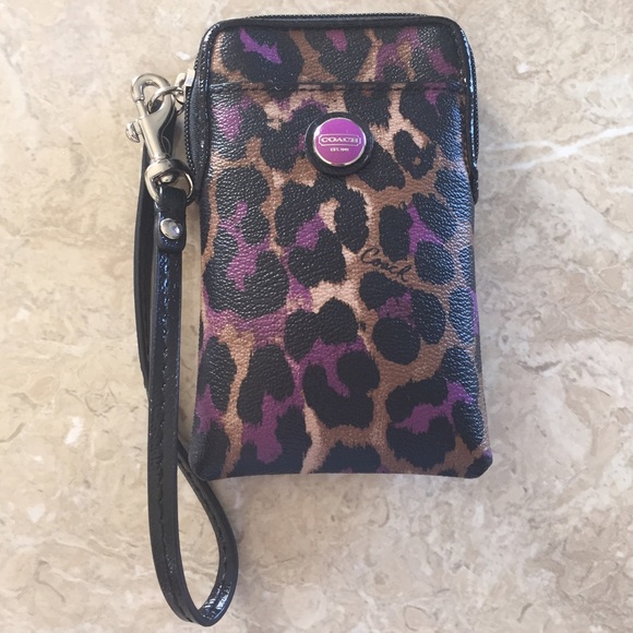 Coach Purple Ocelot Wristlet