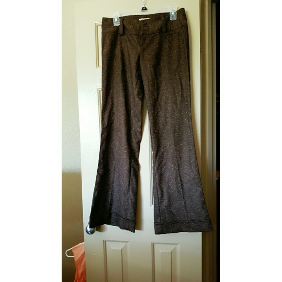 Tweed-like brown dress pants