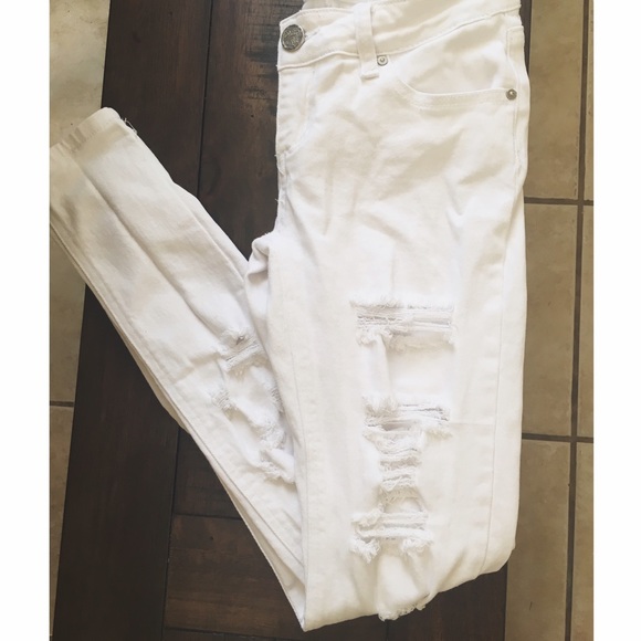Destructed White Denim Jeans