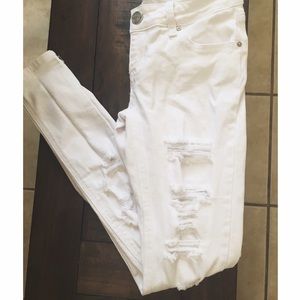 Destructed White Denim Jeans