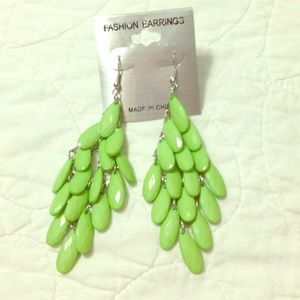 NWT lime green chandelier earrings