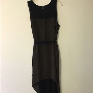 Olive Green & Black High Low Dress