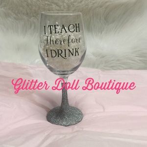 Glittered wine glass