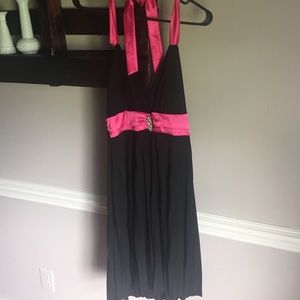 Black and hot pink semi formal dress