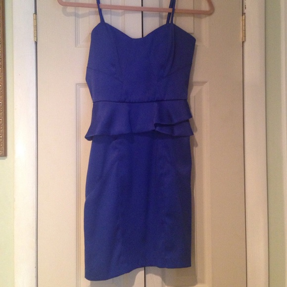Royal blue bodycon peplum dress