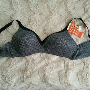 Sexy Black & Gray Wire Free Bra (36B)