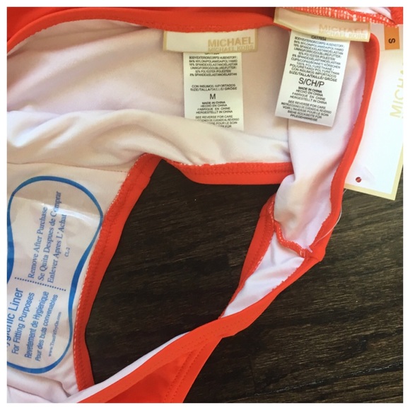 Michael Kors Orange & Gold Logo Bandeau Bikini - Picture 3 of 4
