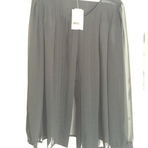 Ann Taylor loft black pleated long sleeve shirt.