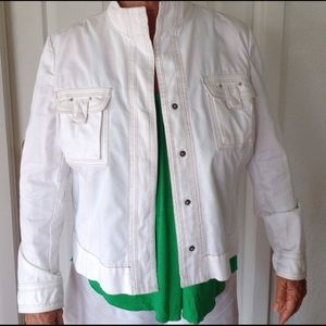 Chico's White a Jacket w/ beige thread accent