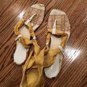 Versace ankle tie flats