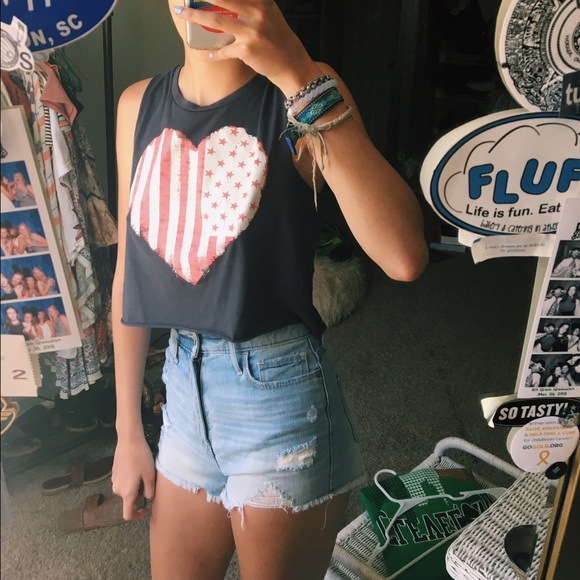 American Flag Heart Muscle Tee from American Eagle