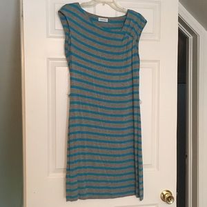Jersey Calvin Klein Dress - Turquoise/Heather Gray