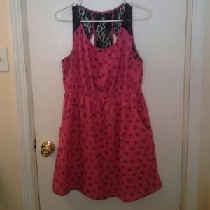 Lace Back Bird Pattern Sundress