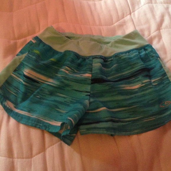 Girls blue streaked running shorts - Picture 1 of 2