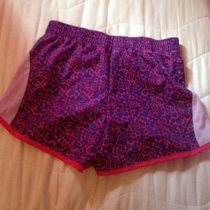Girls giraffe print running shorts