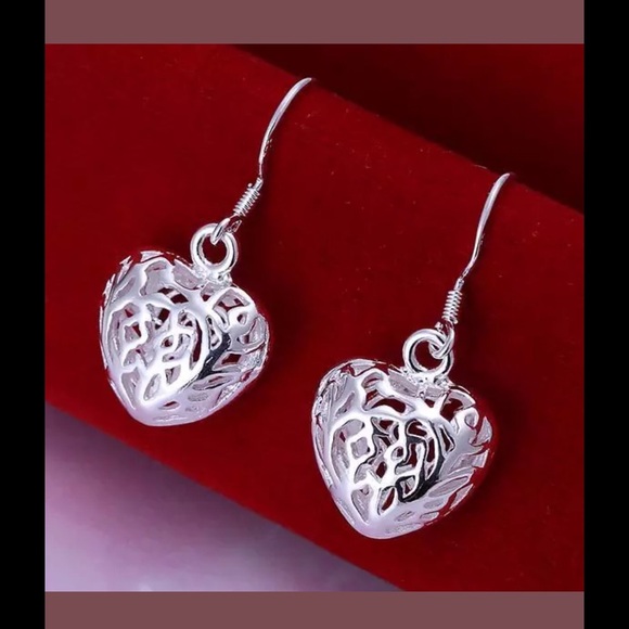 Silver heart earrings, 925