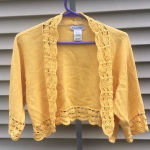 Cute Plus Size Yellow Shrug Sweater w Lacy Detail