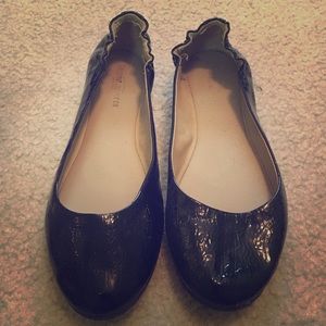 Black patent leather flats, size 8