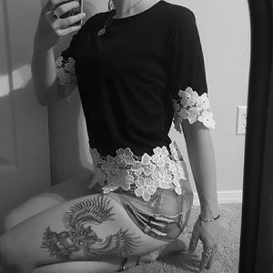 Black and White Lace Top