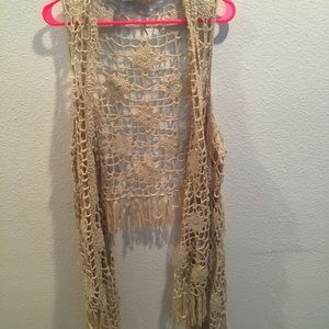 Crochet cardigan tan