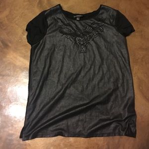 Rock & Republic medium faux leather front top