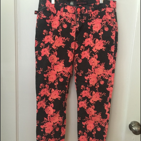 Rock and Republic "Rose Fluoro" skinny jeans.