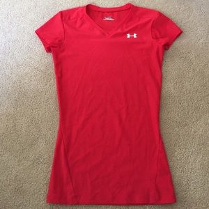 Under Armour Red V-neck Heat gear