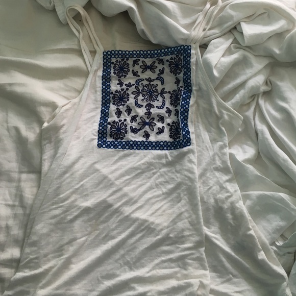 bp Tops - White and blue embroidered top