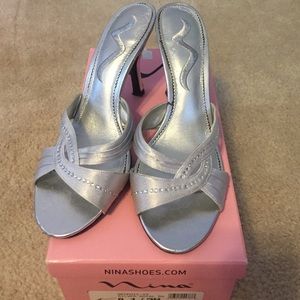Silver dressy shoes