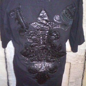 J. Steger - Gothic leather/cotton t-shirt