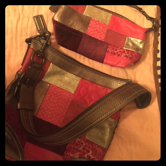 Pink and grey coach purses for mom and daughter