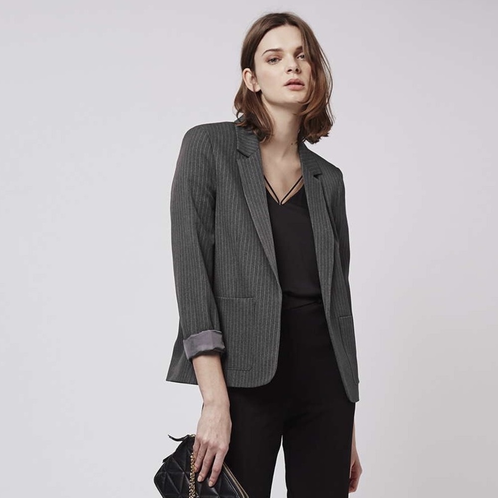 NWT Topshop Oversized Grey Pinstripe Blazer