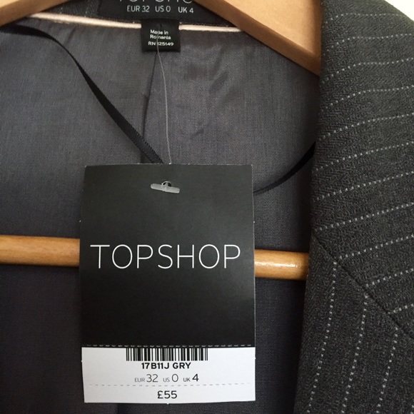 NWT Topshop Oversized Grey Pinstripe Blazer - Picture 4 of 6