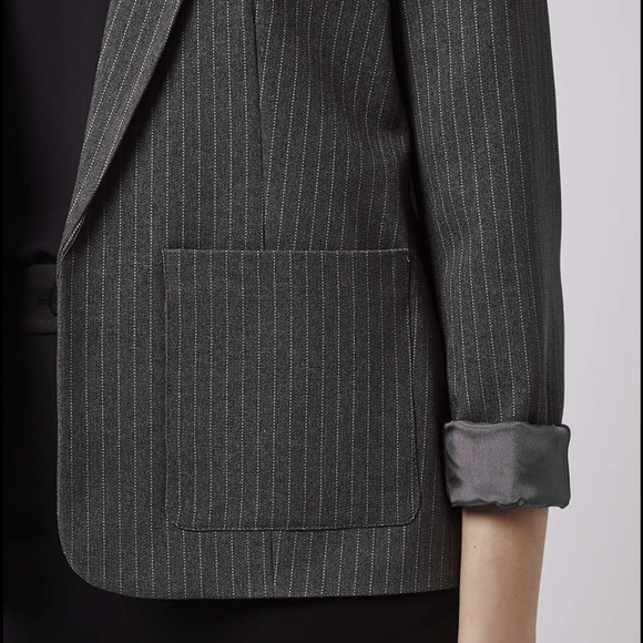 NWT Topshop Oversized Grey Pinstripe Blazer - Picture 2 of 6
