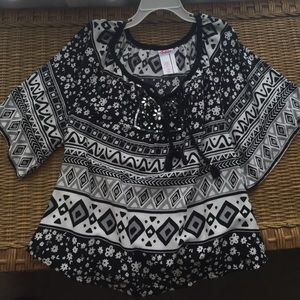 justice- girls black and white top