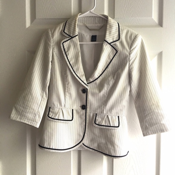 WHBM White and Black Pinstripe Blazer
