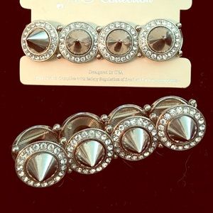 Silver Spikes and clear crystals stretchy bracelet