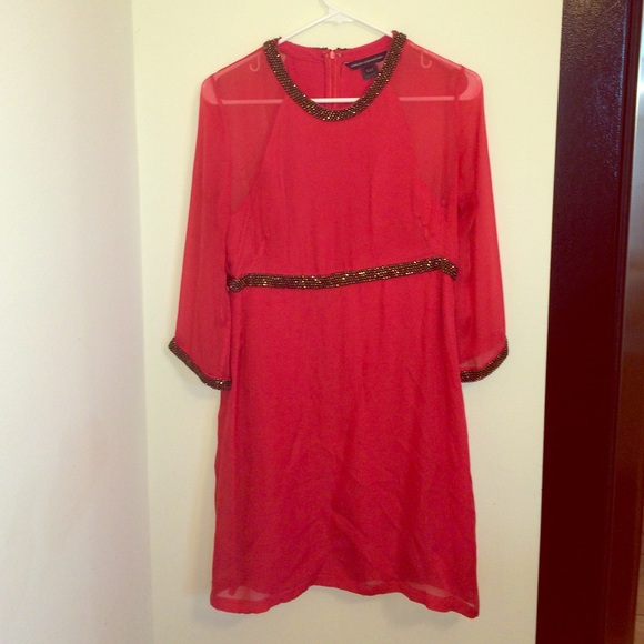 French Connection! Red beaded cocktail dress