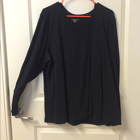 Black long sleeved V-Neck tee-like new!
