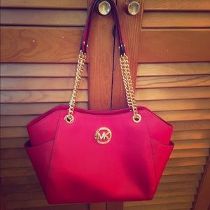 Michael Kors Red Saffiano Leather tote