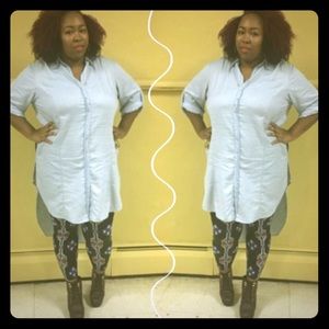 Long high low denim shirt