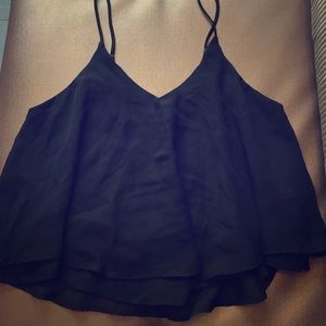 Simple & Pretty double layer chiffon crop top