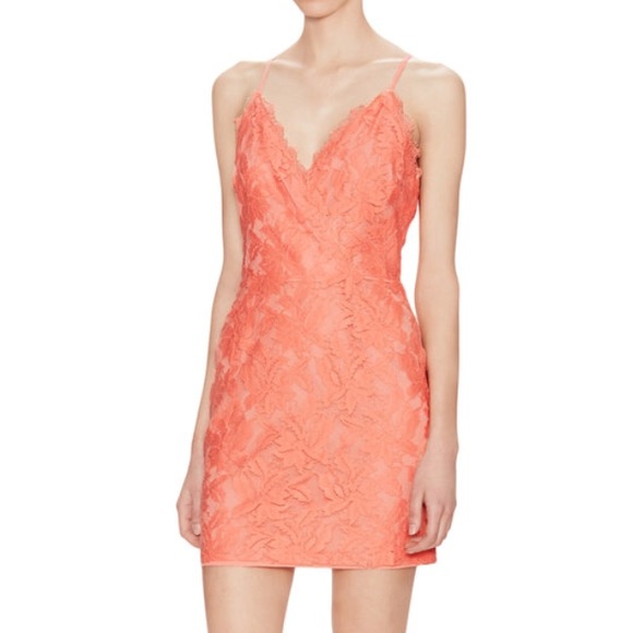 Coral Lace Dress with Silk Lining