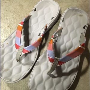 Columbia flip flops, worn twice