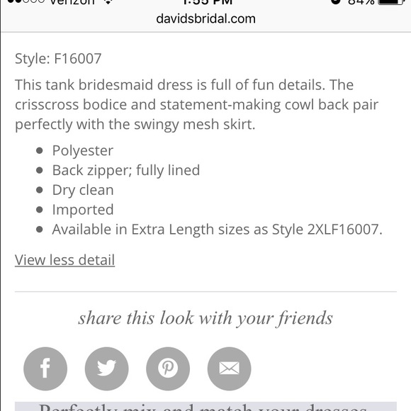 DAVID'S BRIDAL bridesmaid dress. - Picture 4 of 5