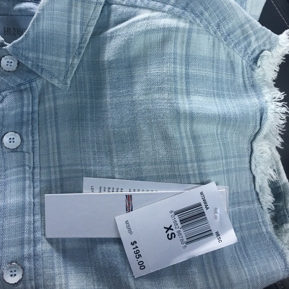 NWT Hudson Cutoff Plaid Chambray Tank - Picture 3 of 4