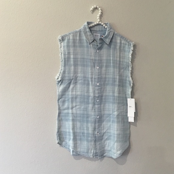 NWT Hudson Cutoff Plaid Chambray Tank - Picture 4 of 4