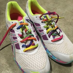 Nearly new Asics rainbow running shoes