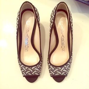 Caparros black and white sequined Heels