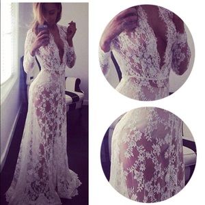 🆕 Sexy Sheer floral Lace long dress